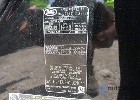 2024 Land Rover Defender 130 P400 X-Dynamic Se из США, поврежденный, VIN SALE2FEU9R2351014